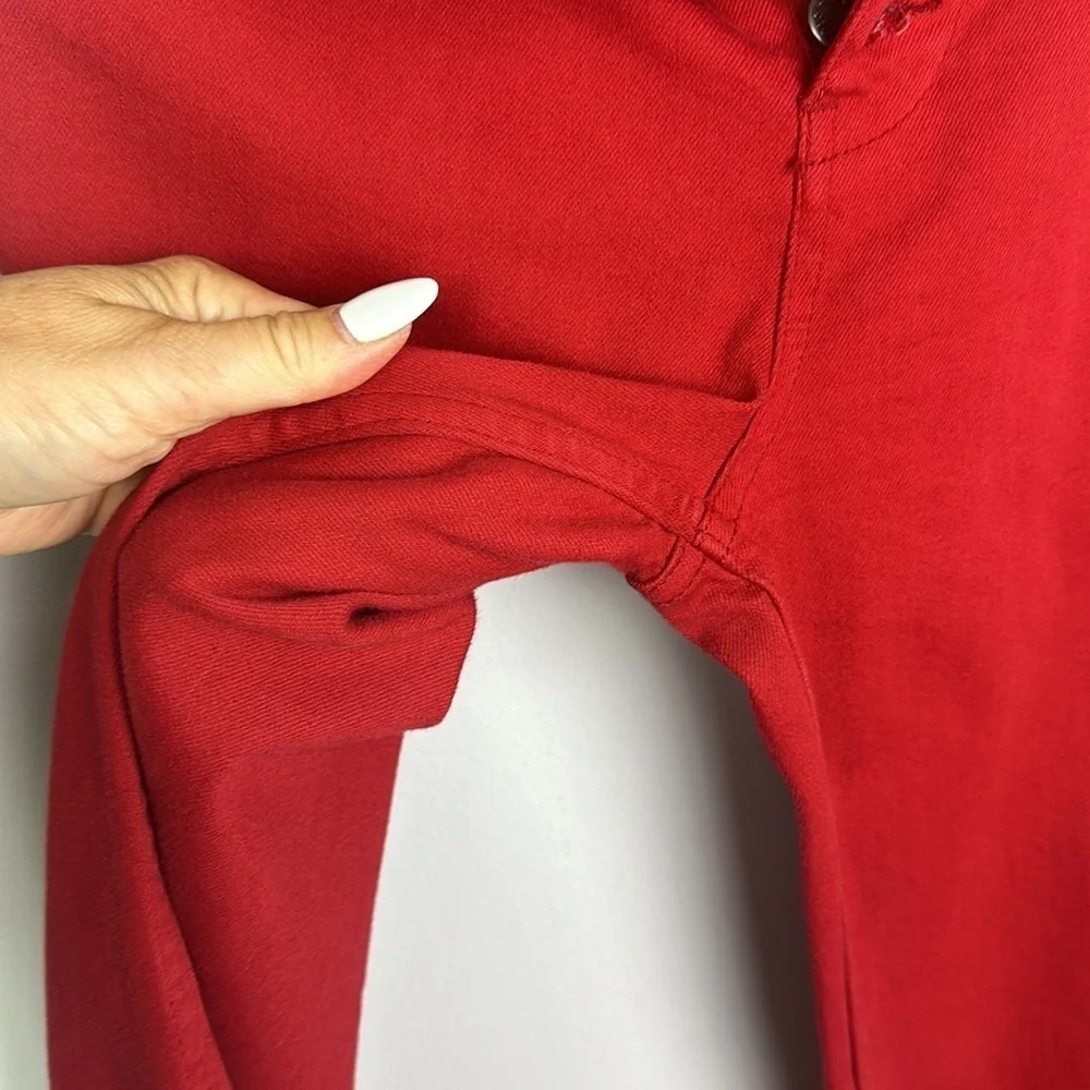 Free People Reagan Raw Jeans Size 31 Skinny Red Cotton Modal Stretch Button Fly - Picture 13 of 16